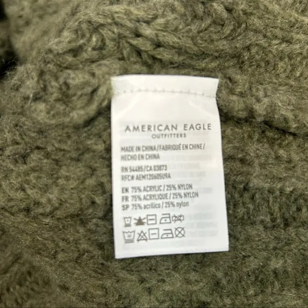 American Eagle Dark Green Chunky Knit Sweater | Small | Cropped Oversized Fit - Image 11