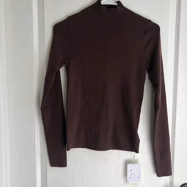 Commense Womens‎ Knit Top Size Medium Brown Long Sleeve Mock Neck Slim Fit NWT - Image 9