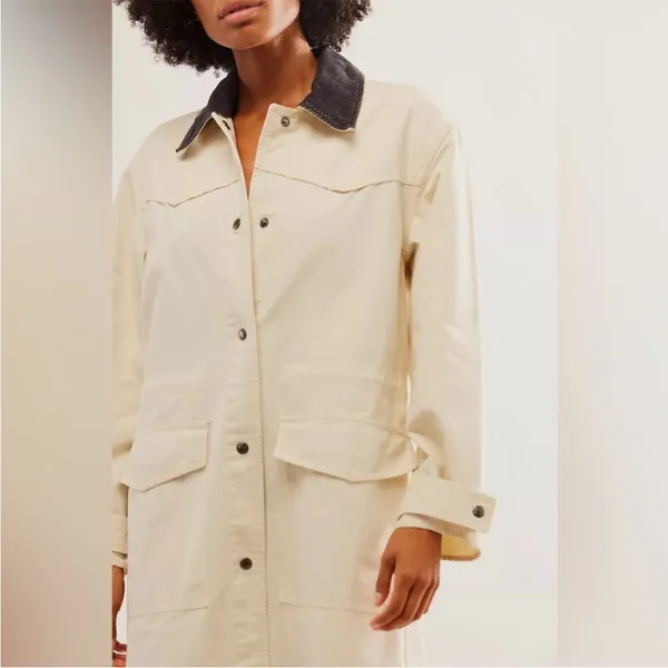 Free People Hunter Duster Maxi Cream Ivory Long Coat Size S - Image 5