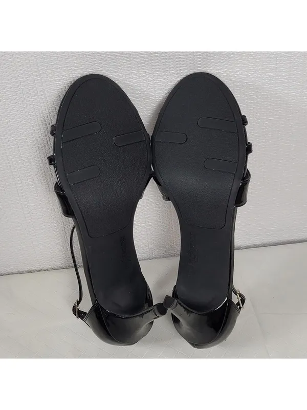 Patent Leather Black Strappy Heel Sandals By Fergalicious Fergie Maya Size 9M - Image 7