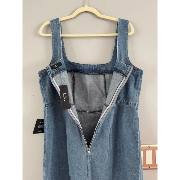 NWT Lulus So Delighted Medium Wash Denim Corset Seam Mini Dress Size XL - Image 8