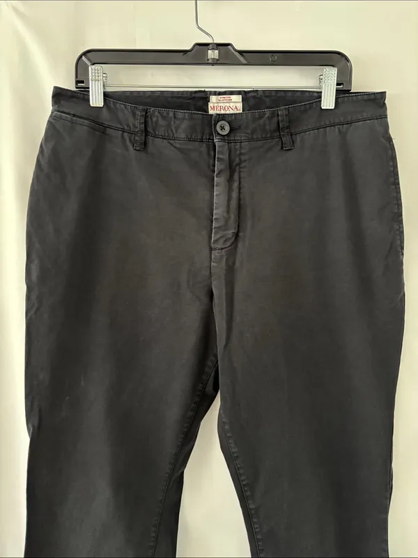 Merona Men's Black Chino Pants 33x32 Slim Straight Stretch Cotton Casual Work - Image 3