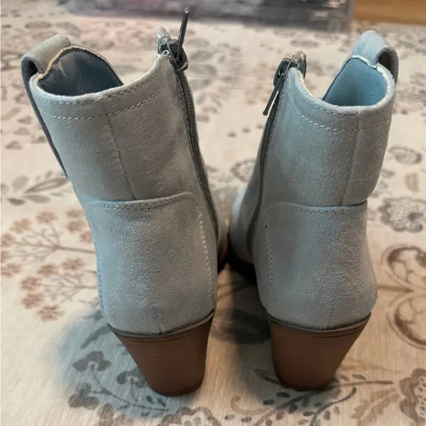 Sugar Torch Western Ankle Boots Light Blue Faux Suede Cowgirl Booties Size 6.5 M - Image 5