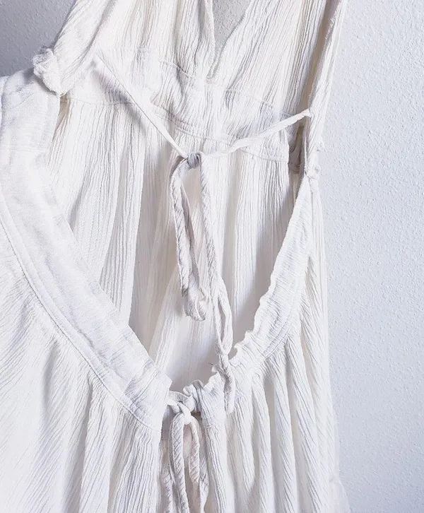 Free People 100 Degree Ivory White Lace Ruffle Mini Halter Dress - Image 7