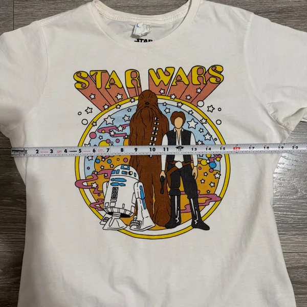 Star Wars Han Solo Chewbacca R2-D2 Graphic Tee Large White Womens Large Cotton - Image 4