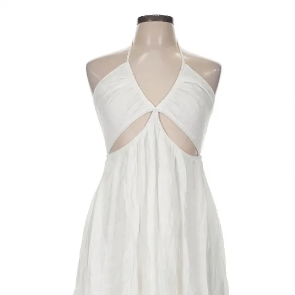 Hello Molly White Soft Breeze Maxi Dress Cut Out Slit Size 8 Boho Vacation - Image 5