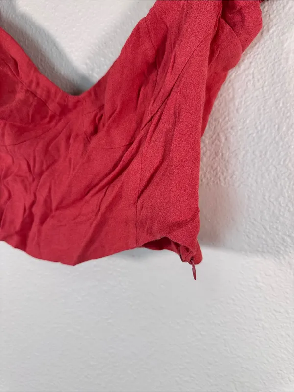 Wilfred Red Cropped Sweetheart Neckline Blouse Womens M Casual Peasant Top - Image 9