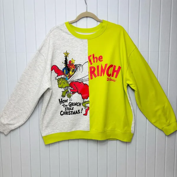 Dr. Seuss Grinch Christmas Sweatshirt Green and Gray‎ Size XXL - Image 3