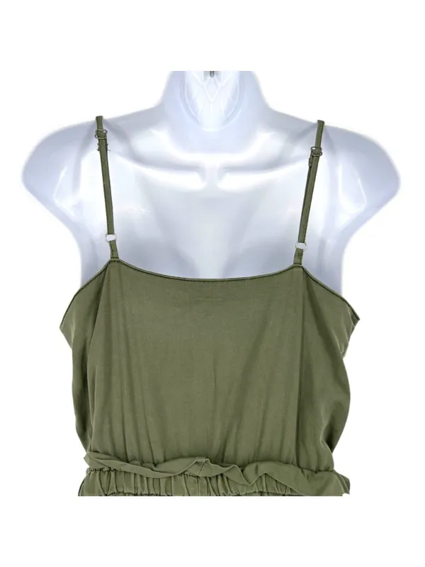 Splendid Minimalist Utility Safari Button-Front Jumpsuit Olive Green Size Medium - Image 7