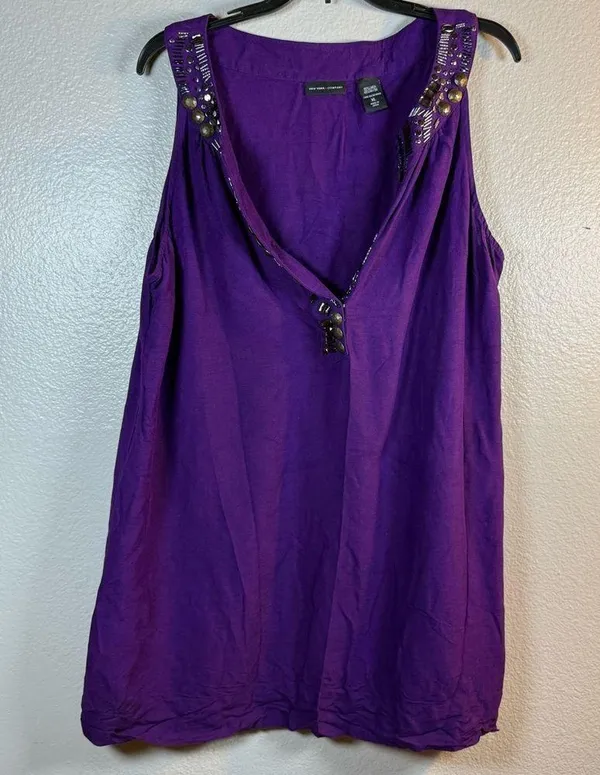 New York & Co. Purple Sleeveless tunic SZ:XL - Image 2