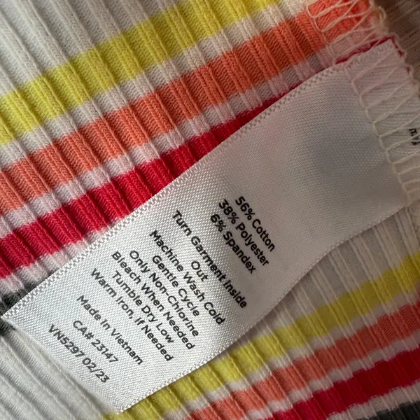 T by TALBOTS Women's M Striped Rib-Knit Short Sleeve T-Shirt Top White Red - Image 7