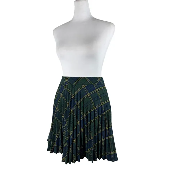 NWT Aritzia Sunday Best Tabby Green & Blue Pleated Mini Skirt - Image 5