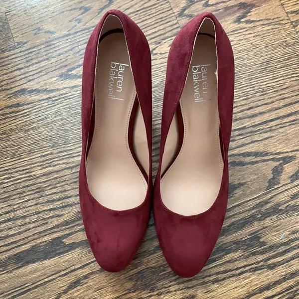 Lauren Blackwell Cecily Suede Burgundy High Heel Pumps Sz 10 - Image 3