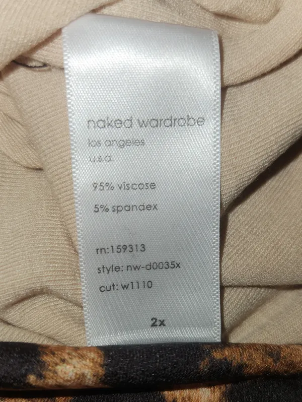 Naked Wardrobe Midi Sculpt Dress Leopard Shapewear New Fall Plus Size 2X - Image 5