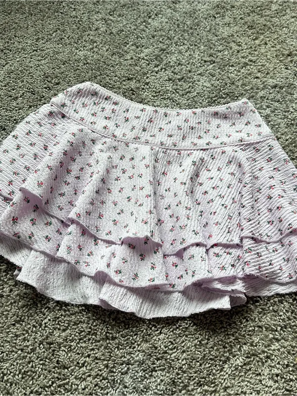 Dolls Kill Lilac Mini Skirt with Tiny Rose Print - Image 2