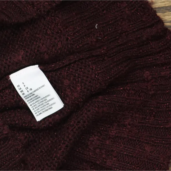 NWT American Eagle Acrylic Wool Open Knit Pullover Sweater V-Neck Berry Purple S - Image 4