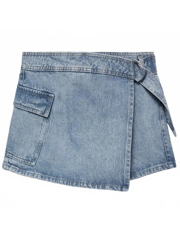Mango Cotton Denim Skort NWT Medium Blue Small - Image 3