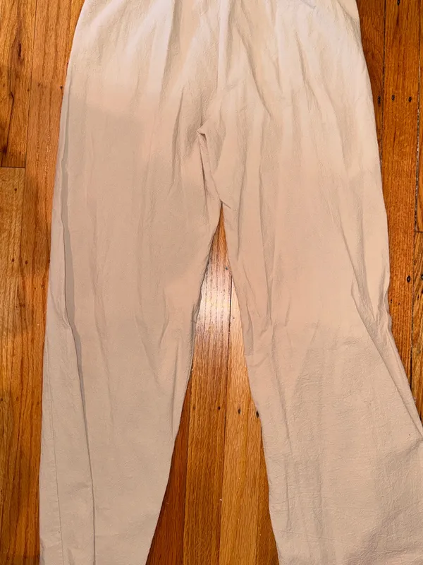 Women linen Lightweight Drawstring Pants — Cream Size M - Image 4