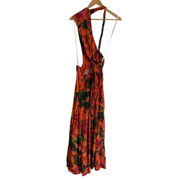 Farm Rio Blooming Garden Floral Print One Shoulder Cut Out Cocktail Maxi Dress M - Image 13