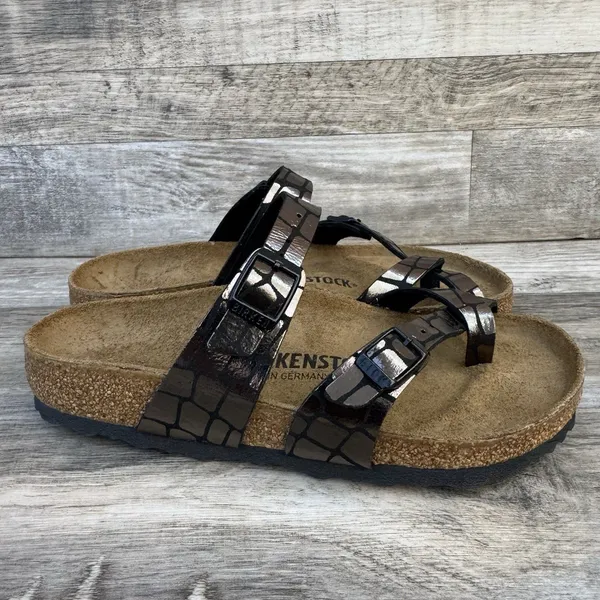 Birkenstock Mayari Microfiber Gator Gleam Copper Sandal Women Size 5 New - Image 3