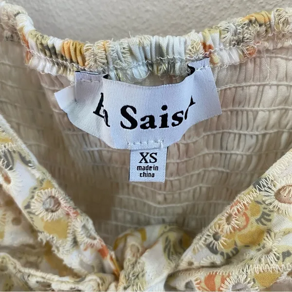 En Saison Floral Eyelet Mini‎ Dress Puff Sleeve Cottagecore XS Boho - Image 9