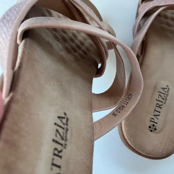Patrizia Y2K Glitter Sandals Womens Sz 6.5 Rose Gold Boho Resort Euro Summer - Image 10