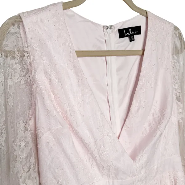 Lulus Lace Blush Pink Mini Dress Sz M - Image 6