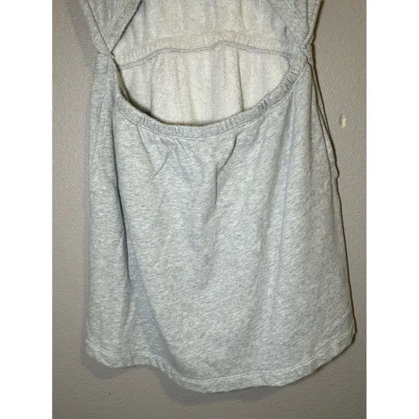 Aerie Offline Weekend Fleece Gray Cotton Cut Out Dress Pockets Women Size Medium - Image 4