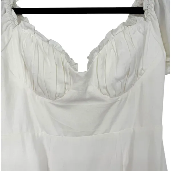 Selfie Leslie Milkmaid Ruched Bust Puff‎ Sleeve Mini Dress White Size Small - Image 7