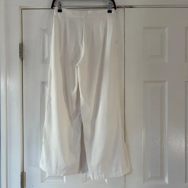 Hollister Ultra High-Rise Wide Leg Pants‎ White Linen Cotton Blend Womens 7R W28 - Image 2