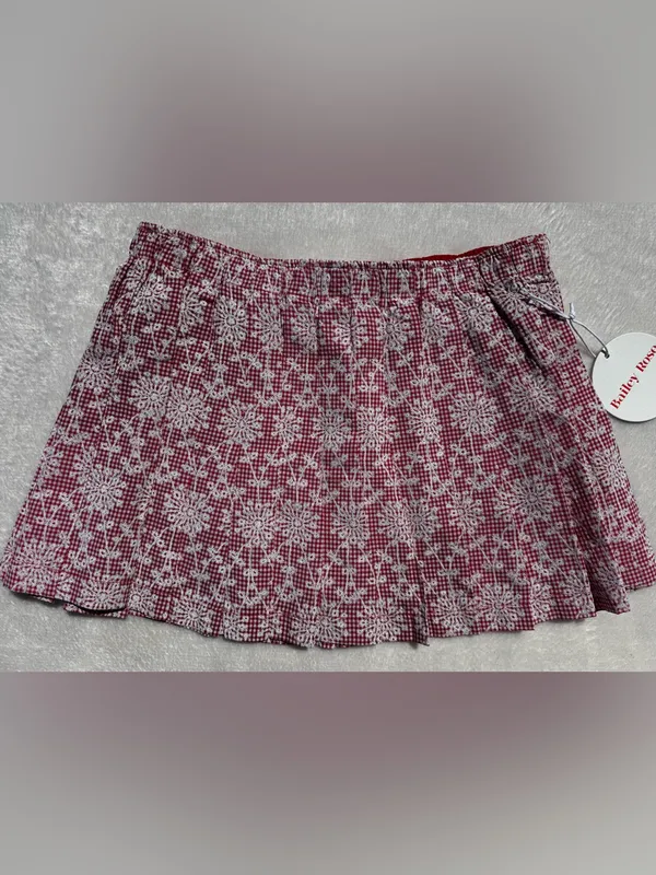 Bailey Rose Gingham Lace Print Pleated Mini Skirt Size Small - Image 9
