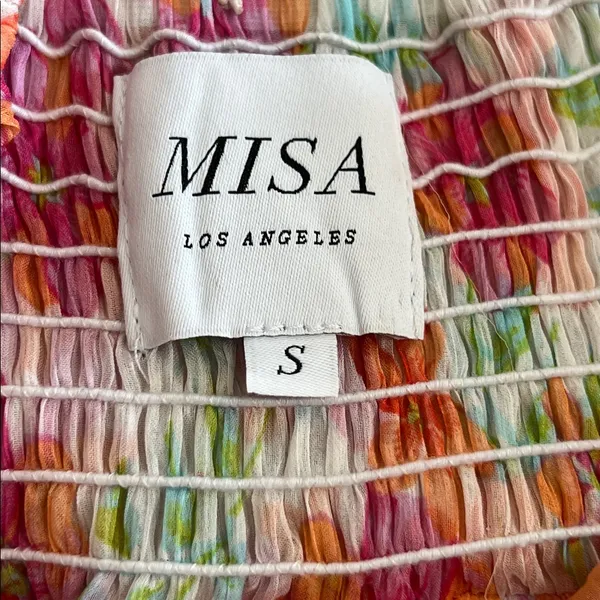 Misa‎ Los Angeles Halter Ruffle Midi Dress Floral Flowy Asymmetrical Size Small - Image 10