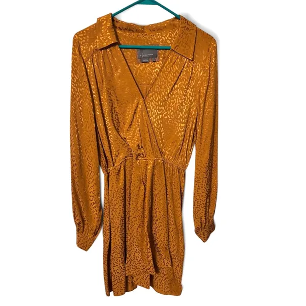 Anthropologie Gold Jacquard Leopard Print Midi Dress Size Medium Boho Glam - Image 7