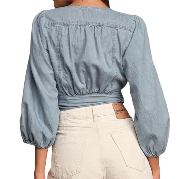 Free People Sophie denim wrap top - Image 4