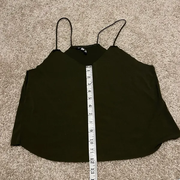 Brandy Melville Olive Green Solid V-Neck Spaghetti Strap Cami Tank Top S - Image 5