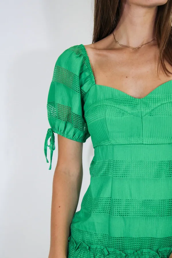 TCEC Green Tiered Textured Mini Dress - Image 4