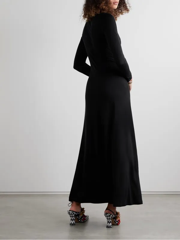 Ulla Johnson Ceryse Dress Noir Black Long Sleeve Ruched Waist‎ Maxi Size Large - Image 2