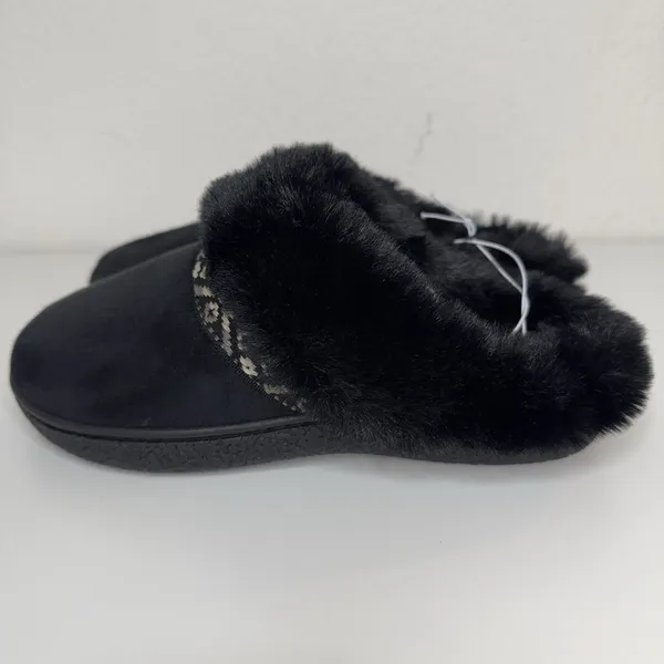 Isotoner Women’s Memory Foam Slippers Black Faux Fur Size S 6.5–7 NIB NEW In Box - Image 12