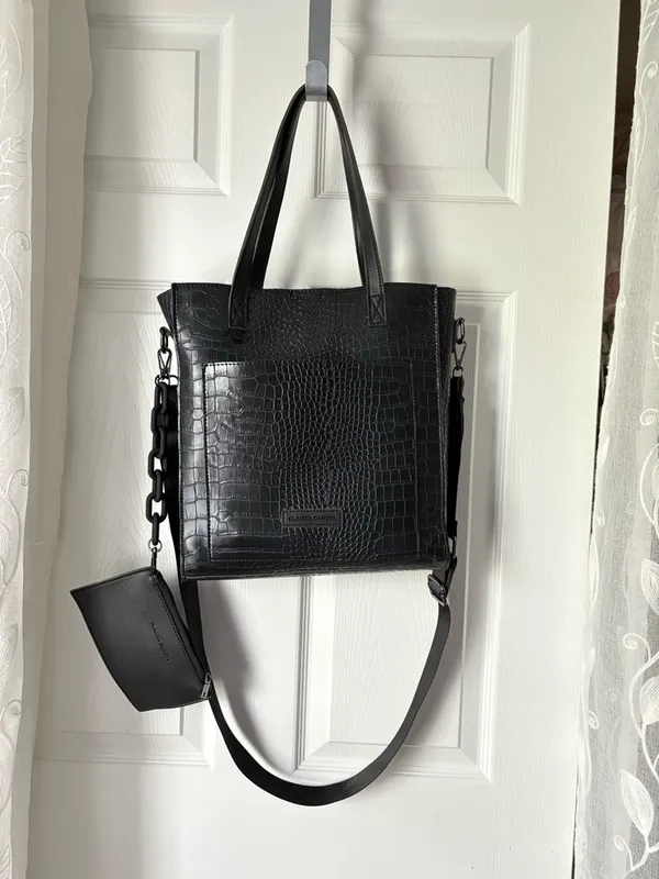Claudia Canova moc croc-Embossed shoulder bag crossbody strap tote removal pouch - Image 5