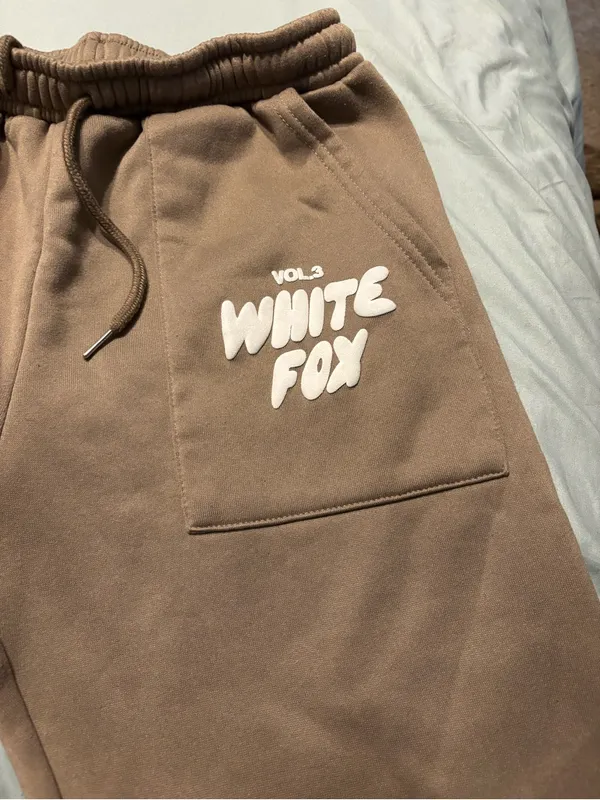 White Fox Boutique Brown Track Joggers - Image 3