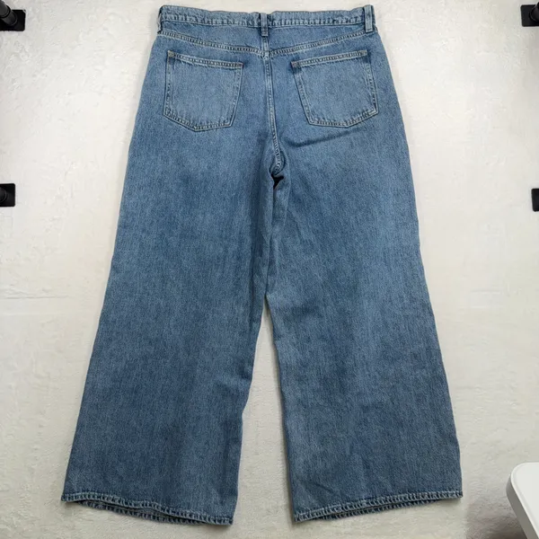Gap 14 32 Mid Rise Destructed SuperSoft Baggy Jeans Medium Wash Denim 626631 - Image 11