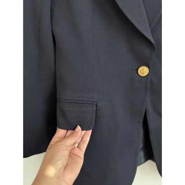 Ann Freedberg Vintage‎ Blazer Women's Size 6 Navy Crawford Wool USA Preppy - Image 7