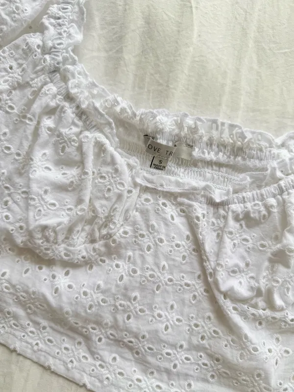 Altar'd State White Eyelet Puff Sleeve Top - Image 2