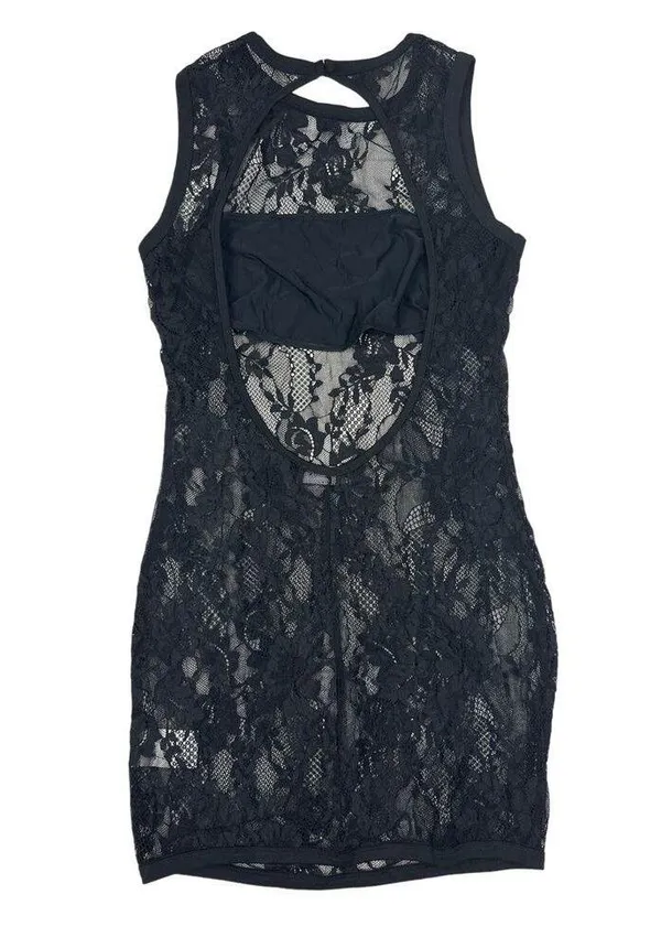 White Fox Boutique - Uncut Moments Sleeveless Lace Mini Dress in Black - Image 3