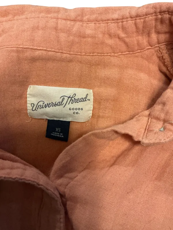 Universal Threads 100% Cotton Long Sleeve Button-Down Shirt - Coral - Size XS - Image 2