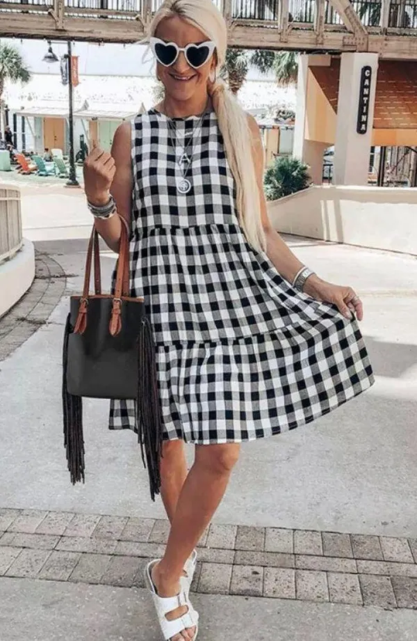 Black And White Gingham Dress Multiple - Image 2