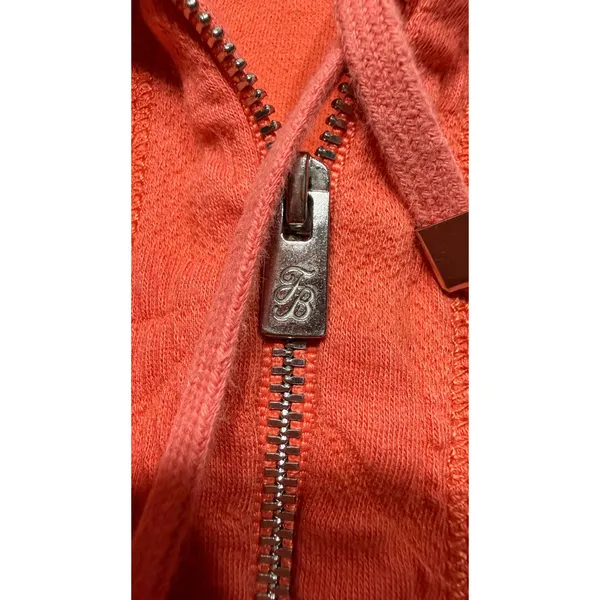 Tommy Bahama Womens Coral Orange Jacquard Tropical Leaf Full Zip Sweatshirt M - Image 5