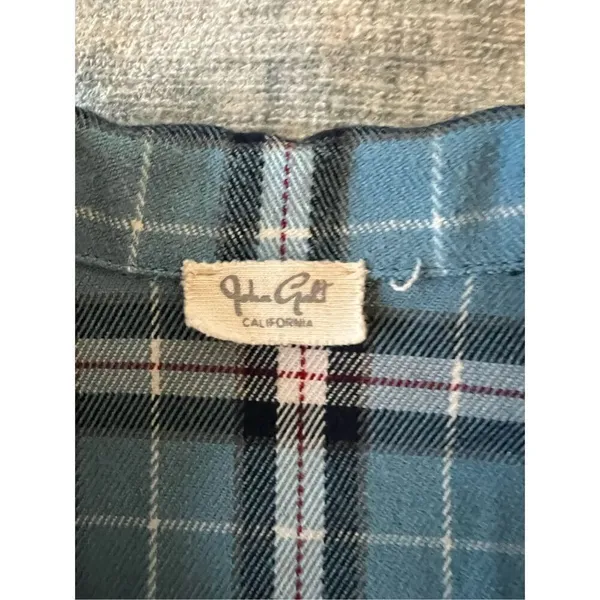 John Galt Blue Plaid Cropped Button Front Top One Size (XS / S) - Image 3