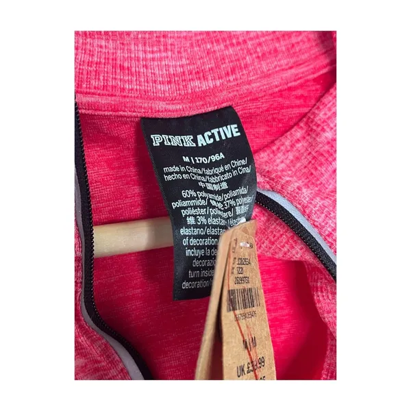 Victorias Secret Pink Active Top Womens Medium Pink Quarter Zip Yoga Gym Workout - Image 3
