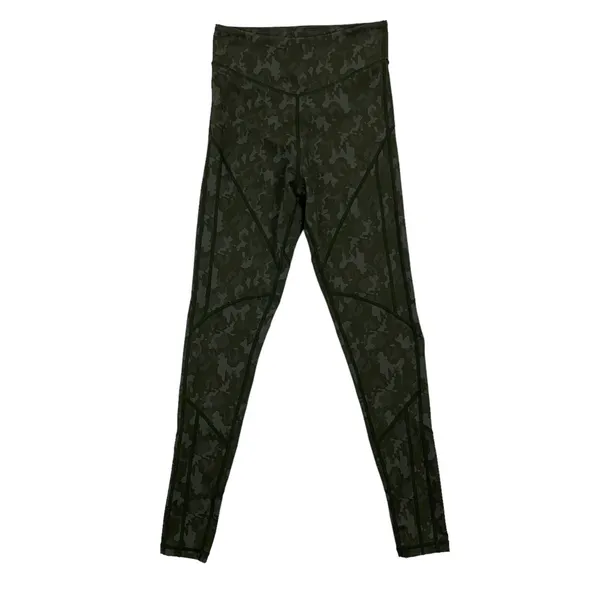 Boux Sport Womens Leggings Small Green Jacquard Camo Gym Yoga Athleisure - Image 3